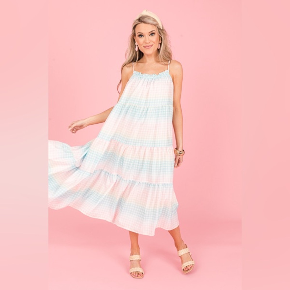 The Impeccable Pig PASTEL GINGHAM midi